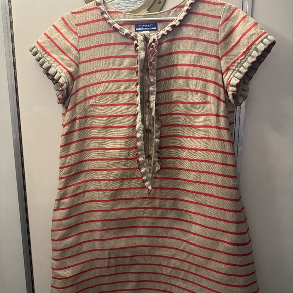 Burberry London Dress | Linen Short Sleeve Dress Perfect for Fall |Ruffle Detail - Picture 8 of 15